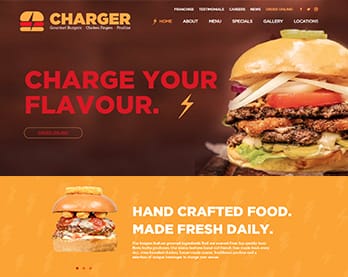 ThinkBound's web development for Charger Burger restaurant in Toronto