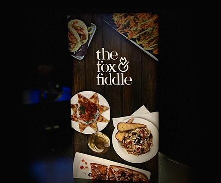 ThinkBound's fox and fiddle restaurant menu graphic design