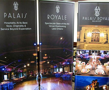 Vibrant trade show at Palais Royal with large-format printing