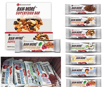 Raw-More superfood bar filled with nuts, seeds, and dried fruits